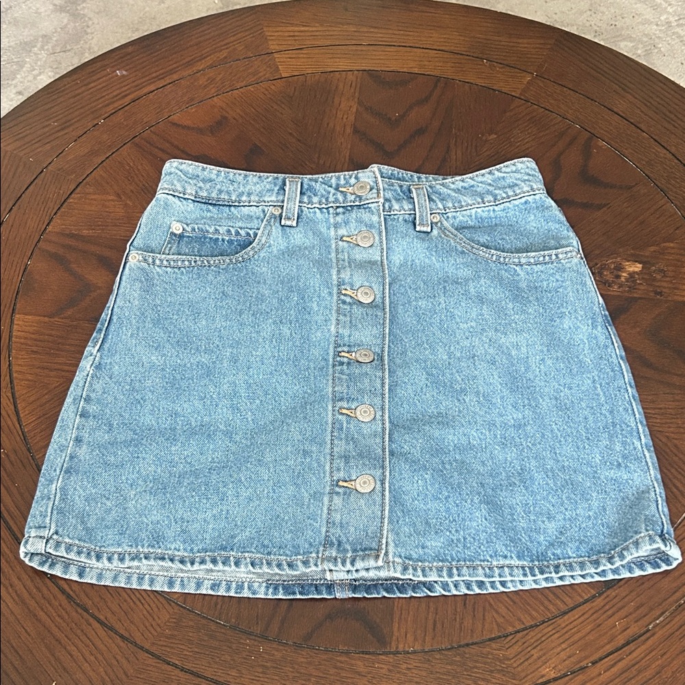 Levi's Light Blue Denim Button-Front Mini Skirt